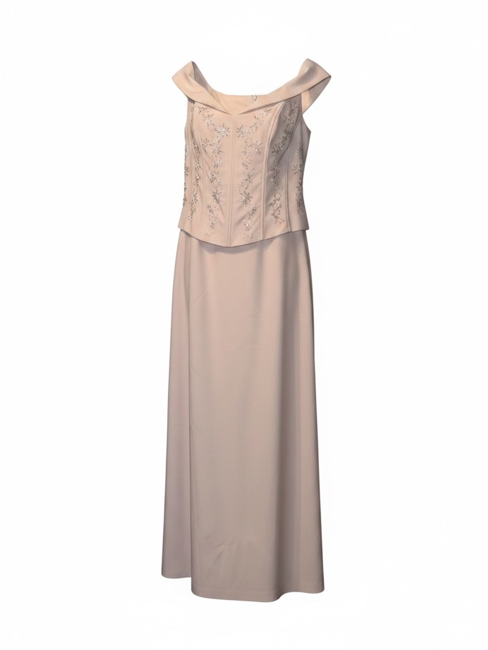 David’s Bridal Elegant Blush Off-Shoulder Evening Dress Mother of the Bride